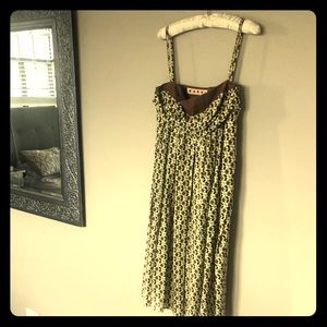 Marni Green Brown Spaghetti Strap Sundress Size 42